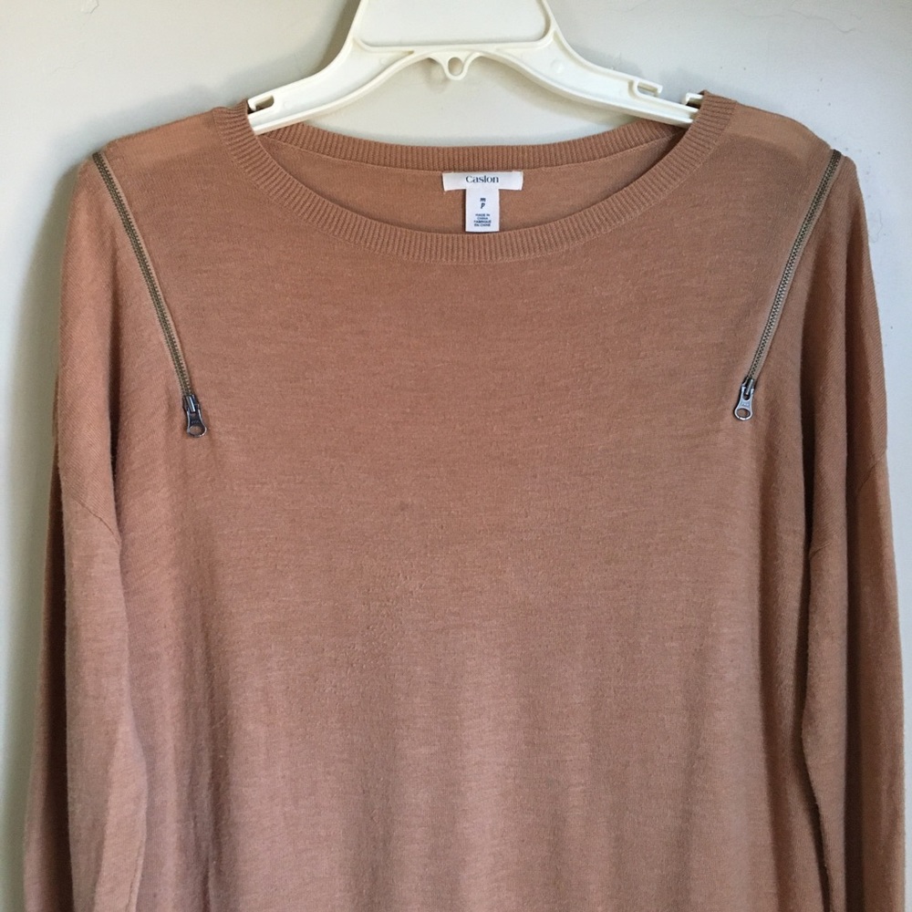 Caslon zipper sleeves cashmere feel cold shoulder